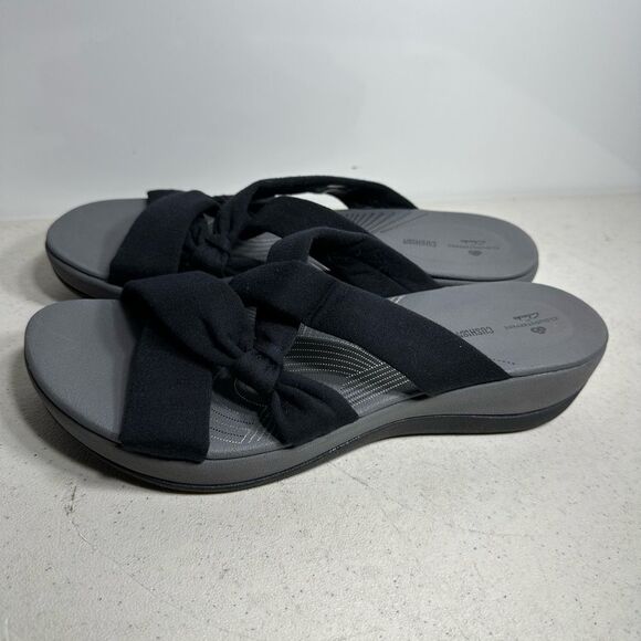 Clarks Cloud Steppers Black Arla Dristi Jersey Slide Sandals 11M - Picture 4 of 8